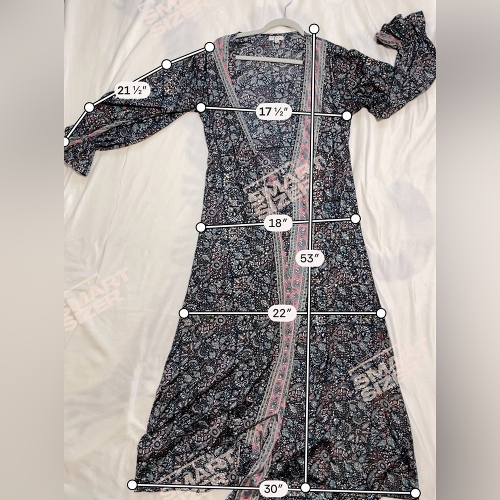Paani Boho Paisley Kimono Duster Robe Tie Front Festival Beach Cover Up Medium - Picture 6 of 8